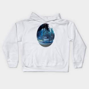 Beautiful Blue Fantasy Trail Scene with Blue Leaves - Tomahawk Creek Pond Overland Park KS Kids Hoodie